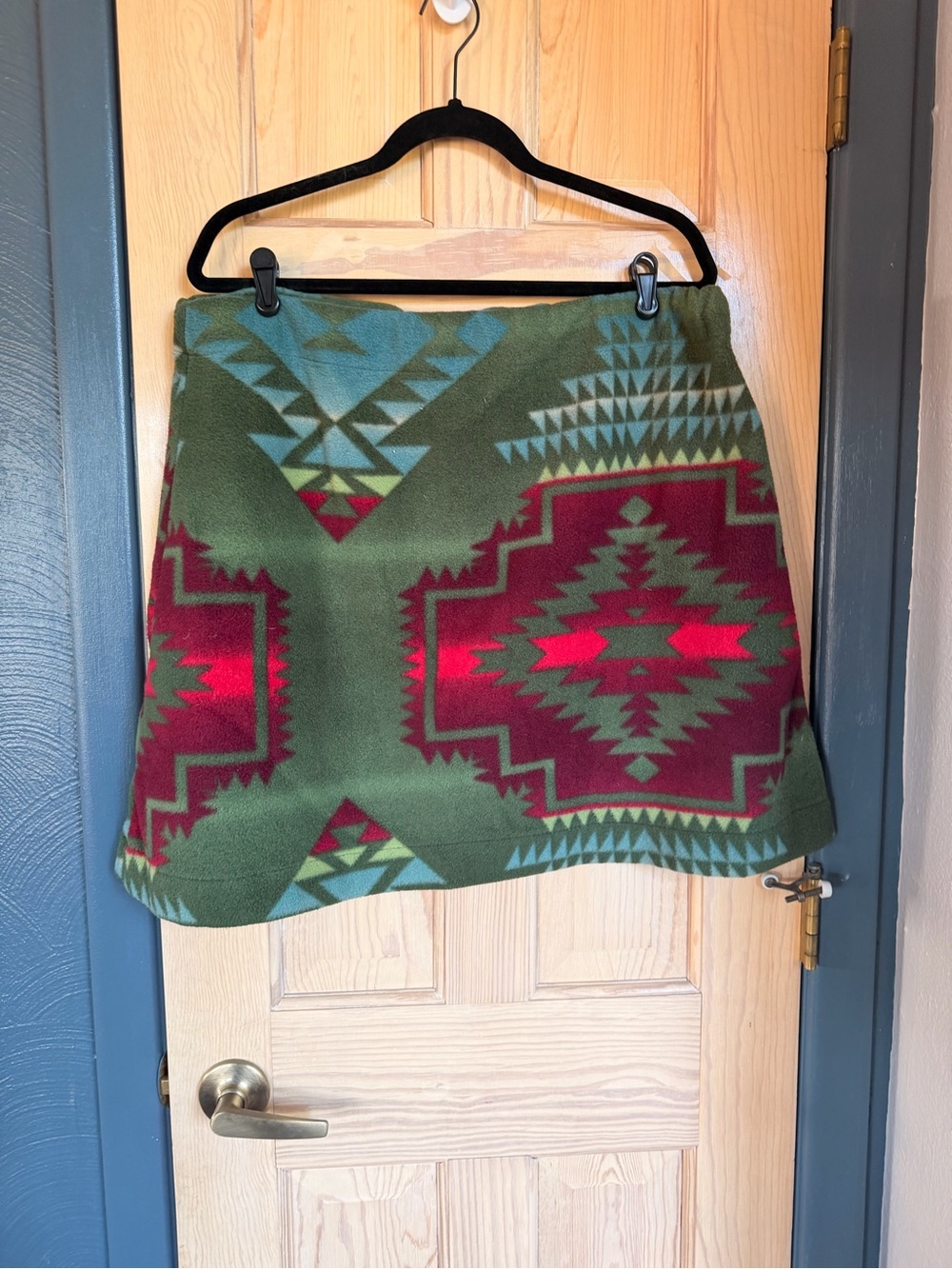 Fun Luvin’ Fleece Wear Olive Green Aztec-Print Mini Skirt